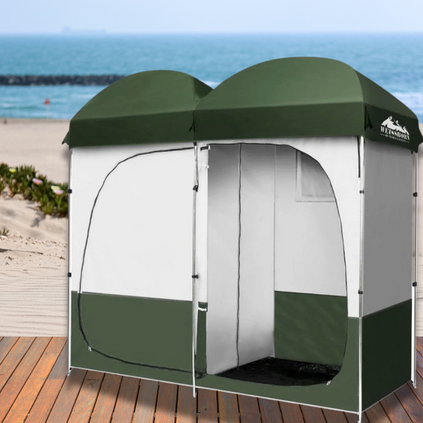 Weisshorn Double Camping Shower Toilet Tent | Outdoor Portable Change Room