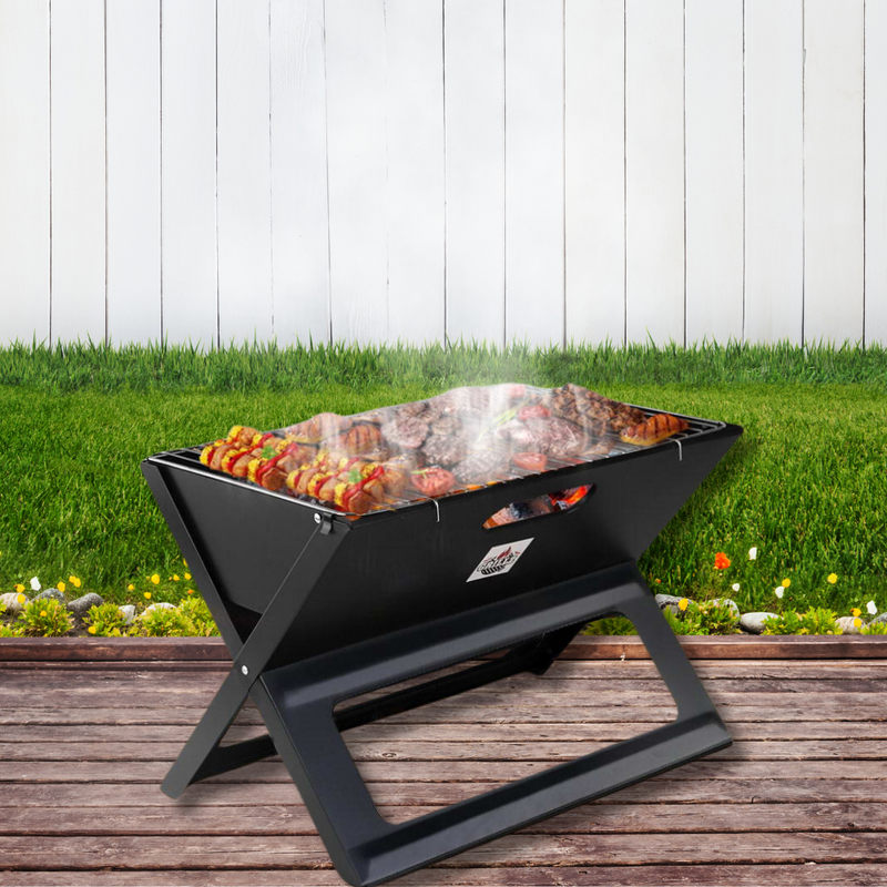 Grillz BBQ Grill Charcoal Smoker | Foldable Portable BBQ for Camping & Outdoor Cooking