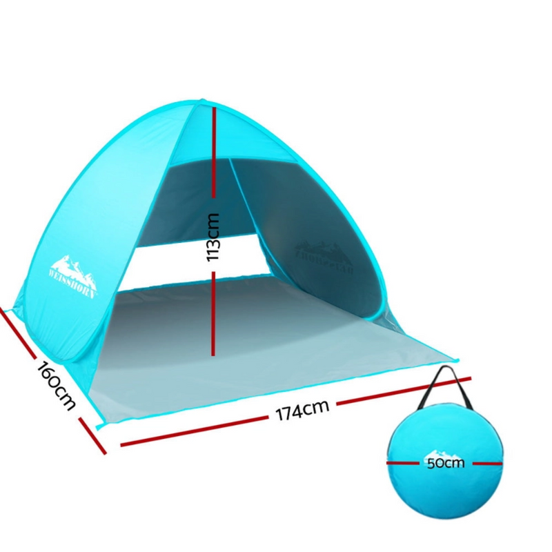 Weisshorn Pop Up Beach Tent | Camping Hiking 3 Person Sun Shade Fishing Shelter