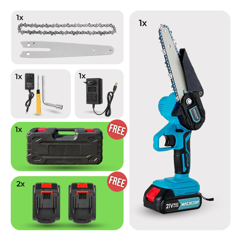 6" Cordless Electric Mini Pruning Chainsaw + (2 FREE Batteries)