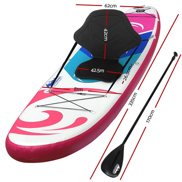 Weisshorn 11ft Inflatable Stand Up Paddle Board | SUP Surfboard Kayak Surf Pink