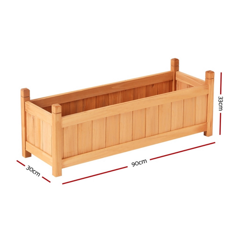 Greenfingers Wooden Raised Garden Bed 90x30x33cm Planter Box