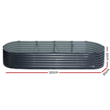 Greenfingers Galvanized Raised Garden Bed 320x80x42cm Oval Planter Box