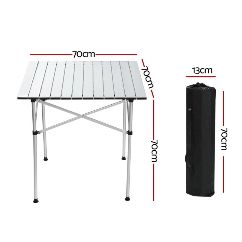 Weisshorn Folding Camping Table | 70CM Roll Up Outdoor Picnic BBQ Aluminium Desk