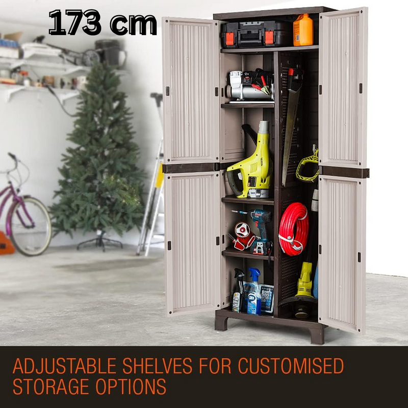 PLANTCRAFT Lockable Outdoor Storage Cabinet - Weatherproof Garage, Shed, and Carport Cupboard