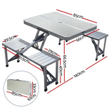 Weisshorn Folding Camping Table Set | Outdoor Picnic BBQ with 2 Bench Chairs