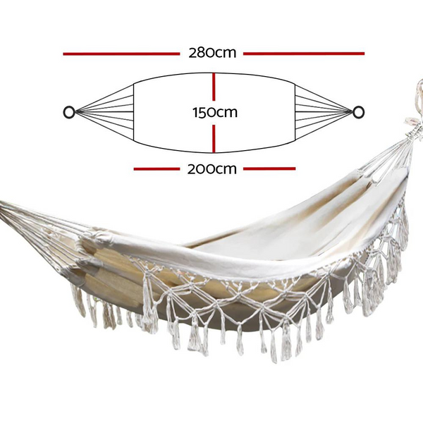 Gardeon Tassel Hammock Bed - Rope Hanging Chair for Outdoor and Camping Use