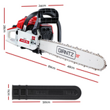 Giantz 52CC Petrol Chainsaw - 20" Bar, Commercial E-Start Pruning Chain Saw - White