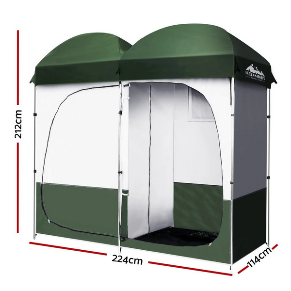 Weisshorn Double Camping Shower Toilet Tent | Outdoor Portable Change Room