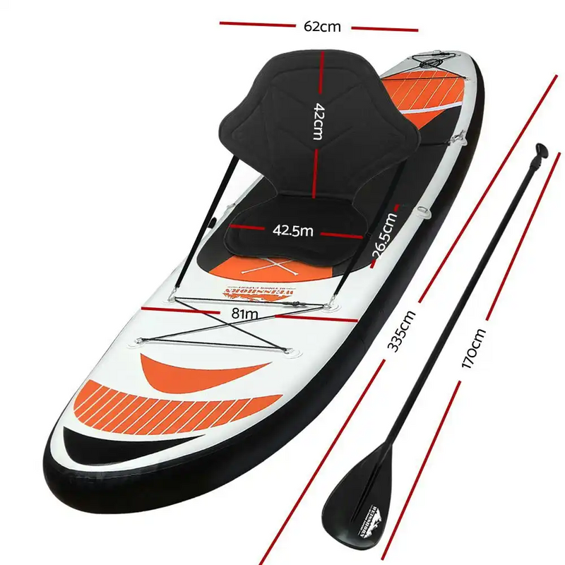 Weisshorn Stand-Up Paddle Board | Inflatable SUP with Adjustable Paddle and Kayak Seat Red