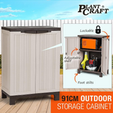 PLANTCRAFT Lockable Outdoor Storage Cabinet - Weatherproof Garage, Shed, and Carport Cupboard