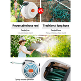 Greenfingers Retractable Hose Reel with Brass Spray Gun and Auto Rewind