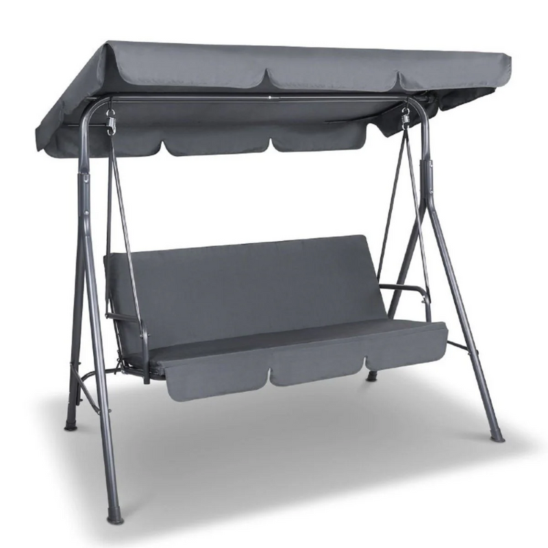 Milano 3-Seater Outdoor Swing Bench with Canopy - Grey Garden Hammock Chair