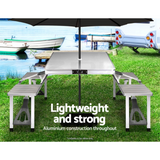 Weisshorn Folding Camping Table Set | Outdoor Picnic BBQ with 2 Bench Chairs