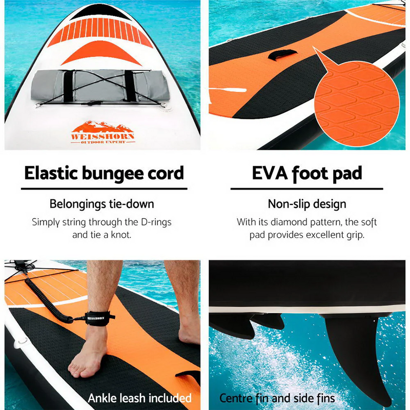 Weisshorn Stand-Up Paddle Board | Inflatable SUP with Adjustable Paddle and Kayak Seat Red