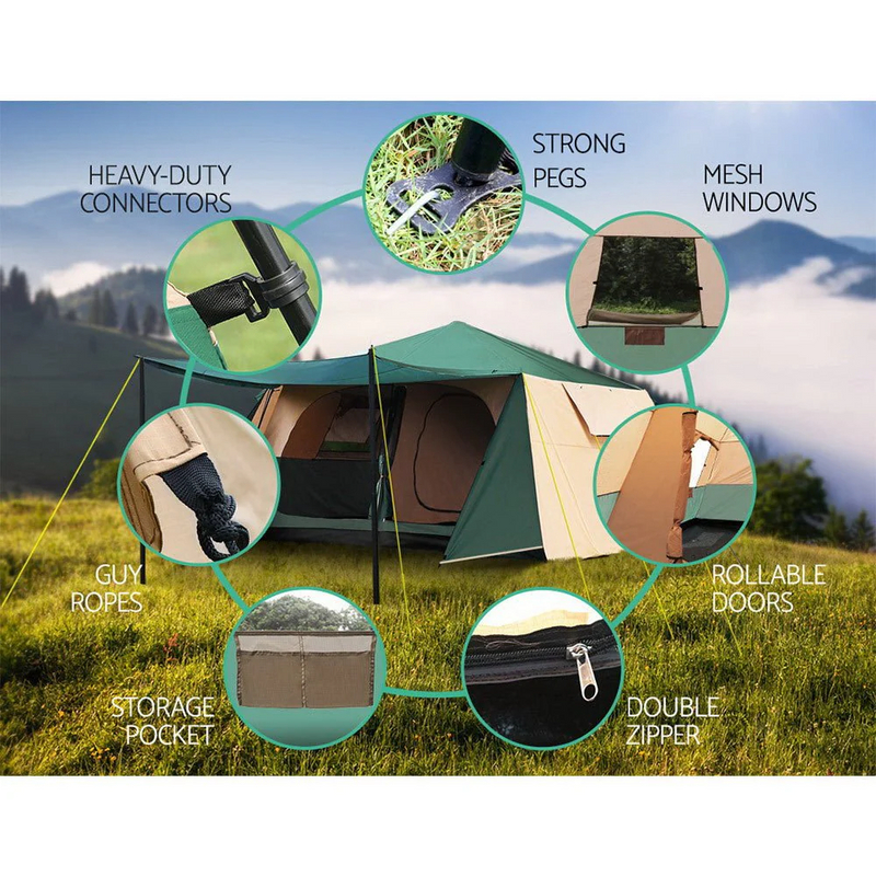 Weisshorn Instant Up Camping Tent | 8 Person Pop-Up Dome Tent for Family Hiking and Camping