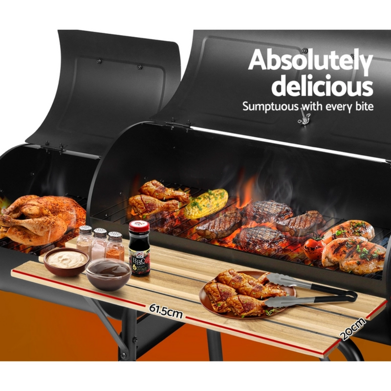 Grillz BBQ Grill 2-In-1 Offset Charcoal Smoker | Portable Outdoor Grill & Smoker