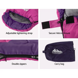 Weisshorn Kids Sleeping Bag | Single 172cm Thermal Camping Hiking Pink