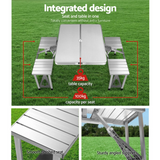 Weisshorn Folding Camping Table Set | Outdoor Picnic BBQ with 2 Bench Chairs