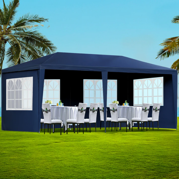 Instahut 3x6m Blue Gazebo Marquee - Wedding Party Tent with Side Walls and Canopy