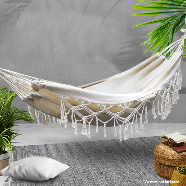 Gardeon Tassel Hammock Bed - Rope Hanging Chair for Outdoor and Camping Use