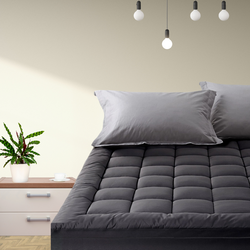 Giselle Bedding Mattress Topper Pillowtop Bamboo Charcoal Queen | Luxurious Comfort & Support