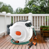 Greenfingers Retractable Hose Reel with 5-Setting Spray Gun and Auto Rewind